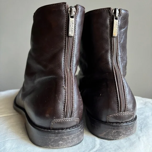 Calvin Klein Collection Italy Leather Zip Ankle Boots Men’s 8/Women’s 10 (EU 41) - Picture 5 of 8